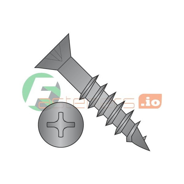 Newport Fasteners Wood Screw, #8, 1-1/4 in, Black Oxide Steel Flat Head Phillips Drive, 7300 PK 483568 - main